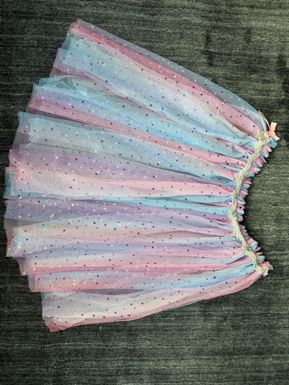 Kids Pastel Rainbow Tulle Skirt with Star Sparkle